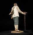 Man with staff and brace of birds, Polychromed wood and terracotta; cloth, straw, leather and metal, Italian, Naples