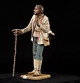 Man with staff and brace of birds, Polychromed wood and terracotta; cloth, straw, leather and metal, Italian, Naples