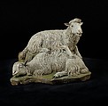 Pair of sheep, Polychromed terracotta, Italian, Naples