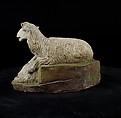 Pair of sheep, Polychromed terracotta, Italian, Naples