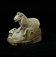 Pair of sheep, Polychromed terracotta, Italian, Naples