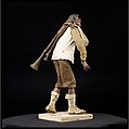 Man carrying bagpipes, Polychromed terracotta and wood; cloth, straw and leather, Italian, Naples