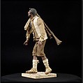 Man carrying bagpipes, Polychromed terracotta and wood; cloth, straw and leather, Italian, Naples