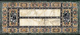 The Farnese Table, Designed by Jacopo [Giacomo] Barozzi da Vignola (Italian, Vignola 1507–1573 Rome), Marble of different colors, semiprecious stones, Egyptian alabaster, residue of paint of different colors on the piers, Italian, Rome