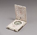 Portable diptych sundial, Hans Tröschel the Elder (German, 1549–1612), Ivory, brass, German, Nuremberg