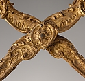 Folding stool (pliant) (one of a pair), Carved and gilded walnut; silk velvet with gold trim (not original), French, Paris