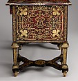 Small desk with folding top (bureau brisé), Marquetry by Alexandre-Jean Oppenordt (Dutch, 1639–1715, active France), Oak, pine, walnut veneered with ebony, rosewood, and marquetry of tortoiseshell and engraved brass; gilt bronze and steel, French, Paris