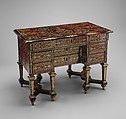 Small desk with folding top (bureau brisé), Marquetry by Alexandre-Jean Oppenordt (Dutch, 1639–1715, active France), Oak, pine, walnut veneered with ebony, rosewood, and marquetry of tortoiseshell and engraved brass; gilt bronze and steel, French, Paris
