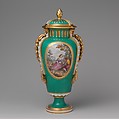 Vase with cover (vase à bandes) (one of a pair), Sèvres Manufactory (French, 1740–present), Soft-paste porcelain, French, Sèvres
