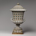 Urn with cover and pedestal (one of a pair), Josiah Wedgwood and Sons (British, Etruria, Staffordshire, 1759–present), Jasperware, British, Etruria, Staffordshire