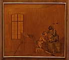 Commode à vantaux, David Roentgen (German, Herrnhaag 1743–1807 Wiesbaden, master 1780), Oak, pine, walnut, mahogany, and cherry veneered with hornbeam (partially stained), tulipwood, walnut, holly and maple (both partially stained), boxwood, mahogany, and other woods; red brocatelle marble; gilt bronze; iron, steel, and brass, German, Neuwied am Rhein