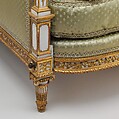 Daybed (Lit de repos or sultane) (part of a set), Jean-Baptiste-Claude Sené (1748–1803), Carved, painted and gilded walnut; modern cotton twill embroidered in silk, French, Paris