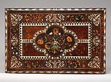 Table, Attributed to Pierre Gole (ca. 1620–1684), Oak and fruitwood veneered with tortoiseshell, stained and natural ivory, ebony, and other woods; gilt bronze, French, Paris