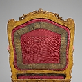 Armchair (Fauteuil à la reine) for Louise-Élisabeth of Parma, Nicolas-Quinibert Foliot (1706–1776, warden 1750/52), Carved and gilded oak; original silk-velvet upholstery and gold trim, French, Paris and Italian, Parma