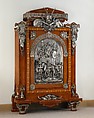 Cabinet, Designed by Jean Brandely (French, active 1855–67), Oak veneered with cedar, walnut, ebony and ivory; silvered-bronze mounts, French, Paris