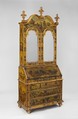 Desk (Secretary), Pine; carved, painted, gilded, and varnished linden wood decorated with colored decoupage prints; mirror glass; the inside of the fall front lined with silk not original to the secretary, Italian, Venice
