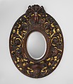 Oval frame, Egisto Gajani (1832–1890), Carved and partially gilded walnut; modern mirror glass backed with oak, Italian, Florence