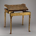 Card table, Oak; carved and gilded gesso; lined with modern felt; iron fittings, British