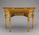 Side table, Probably after a design by John Yenn (British, London (?) 1750–1821 London), Carved, painted and gilded pine and mahogany; gilt bronze and gilt copper, British