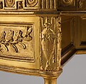 Side table, Probably after a design by John Yenn (British, London (?) 1750–1821 London), Carved, painted and gilded pine and mahogany; gilt bronze and gilt copper, British