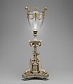 Candlestand (one of a pair), Carved and painted basswood, glass and gilded-bronze mounts, British