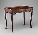 Traveling table (table de voyage or table pliante), Carved walnut; gilt-bronze mounts; steel hinges; linings of felt and leather, French