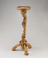 Pair of candlestands, Linden wood; cut and gilded gesso; Tegernsee limestone top, German, Munich
