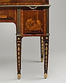 Rolltop desk, David Roentgen (German, Herrnhaag 1743–1807 Wiesbaden, master 1780), Oak, cherry, pine, mahogany, veneered with maple, burl woods, holly, hornbeam (all partially stained), tulipwood, mahogany, and other woods; mother-of-pearl; partially gilded and tooled leather; gilt bronze, iron, steel, brass, partially gold-lacquered brass, German, Neuwied am Rhein