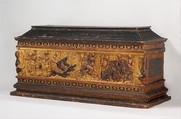 Marriage chest (cassone), Poplar wood; painted and gilded gesso, Italian, Florence or Lucca