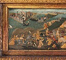 Cassone with painted front panel depicting the Conquest of Trebizond, Attributed to workshop of Apollonio di Giovanni di Tomaso (Italian, Florence ca. 1416–1465 Florence), Poplar wood, linen, polychromed and gilded gesso with panel painted in tempera and gold, Italian, Florence