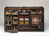 Barberini Cabinet, Galleria dei Lavori, Florence, Oak and poplar veneered with various exotic hardwoods, with ebony moldings and plaques of marble, slate (paragon); pietre dure work consisting of colored marbles, rock crystal, and various hardstones, Italian, Florence