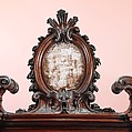 Bookcase (one of a pair), Design attributed to the architect Niccolo Michetti (Italian, died 1759), Walnut and poplar; iron hinges and locks, metal wire; antique silk and linen brocatelle door curtains (not original), Italian, Rome