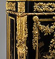 Drop-front secretary (Secrétaire en armoire), Jean Henri Riesener (French, Gladbeck, North Rhine-Westphalia 1734–1806 Paris), Oak veneered with ebony and 17th-century Japanese lacquer; interiors veneered with tulipwood, amaranth, holly, and ebonized holly; gilt-bronze mounts; marble top; velvet (not original), French, Paris