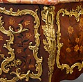 Commode, Denis Genty (master ébéniste 1754–ca. 1762), Oak veneered with amaranth, bois satiné, boxwood, and various stained woods; gilt bronze; rouge royal marble, French, Paris