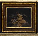 Commode (commode à vantaux) (part of a set), Adam Weisweiler (French, 1744–1820), Oak veneered with ebony, amaranth, holly, ebonized holly, satinwood, Japanese and French lacquer panels; gilt-bronze mounts, brocatelle marble top (not original); steel springs; morocco leather (not original), French, Paris