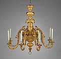 Chandelier, Attributed to John Gumley (British, ca. 1670–1726), Gilded wood and gesso; gilded metal mounts, British