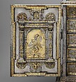 Cabinet, Cabinetry by the workshop of Melchior Baumgartner (German) (1621–1686), Oak, pine, walnut, cedar, ebony, and rosewood; ivory veneer and silver veneer; silver; silver-gilt moldings; gilded yellow-metal mounts; the drawers lined with aquamarine-colored silk, German, Augsburg