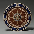 Bread plate, Augustus Welby Northmore Pugin  British, Earthenware, made using the encaustic process, British, Stoke-on-Trent, Staffordshire