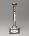 Candlestick (one of a pair), Sheffield plate, British