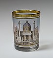 Beaker with view of the Karlskirche, Vienna, Gottlob Samuel Mohn  Austrian, Glass, enameled and gilt, Austrian, Vienna