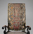 Upholstered armchair, originally from a set of eight, from Burley-on-the-Hill, Rutland (one of a pair), Attributed to Thomas Roberts (active 1685–1714), Ebonized beechwood, Genoese cut-velvet covers (original to the chair), British