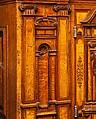 Cabinet (Fassadenschrank), Pine, oak, walnut; Hungarian ash, birch, various fruitwoods, walnut, palisander, other woods, partly stained (marquetry veneer); wrought iron,, German, Nuremberg