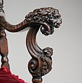 Armchair with the cipher of James II and Mary of Modena, Walnut; modern velvet, British