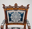 Pair of armchairs (part of a set), Designed by Filippo Pelagio Palagi (Italian, Bologna 1775–1860 Turin), Mahogany veneered with maplewood and mahogany, covered with modern silk brocade, Italian, Piedmont