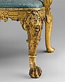 Settee, Possibly made by Benjamin Goodison (British, 1700–1767), Gilded gesso on walnut; previously covered in eighteenth-century blue silk damask not original to the settee, British