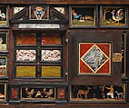Barberini Cabinet, Galleria dei Lavori, Florence, Oak and poplar veneered with various exotic hardwoods, with ebony moldings and plaques of marble, slate (paragon); pietre dure work consisting of colored marbles, rock crystal, and various hardstones, Italian, Florence