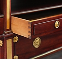 Rolltop desk, David Roentgen (German, Herrnhaag 1743–1807 Wiesbaden, master 1780), Oak, cherry, pine, mahogany, veneered with maple, burl woods, holly, hornbeam (all partially stained), tulipwood, mahogany, and other woods; mother-of-pearl; partially gilded and tooled leather; gilt bronze, iron, steel, brass, partially gold-lacquered brass, German, Neuwied am Rhein
