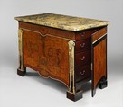 Commode, Attributed to John Mayhew (British, 1736–1811), Pine carcase, veneered with satinwood, kingwood, holly, rosewood and other woods; gilt-bronze mounts; Siena marble slab, British