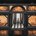 Coffer, Pine veneered with ebony and macassar ebony; padauk wood; painted alabaster; ivory; mirror glass, Dutch