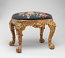 Stool, Tapestry woven at Soho, Gilded gesso on walnut; wool and silk, British